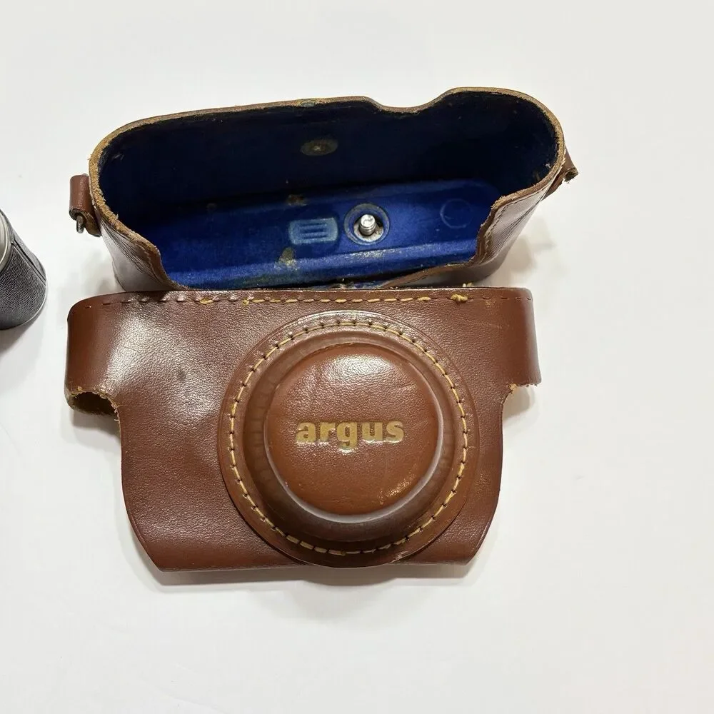 Vintage Argus C-Four 35mm Camera With 50mm f/2.8 Cintar Lens And Leather Case